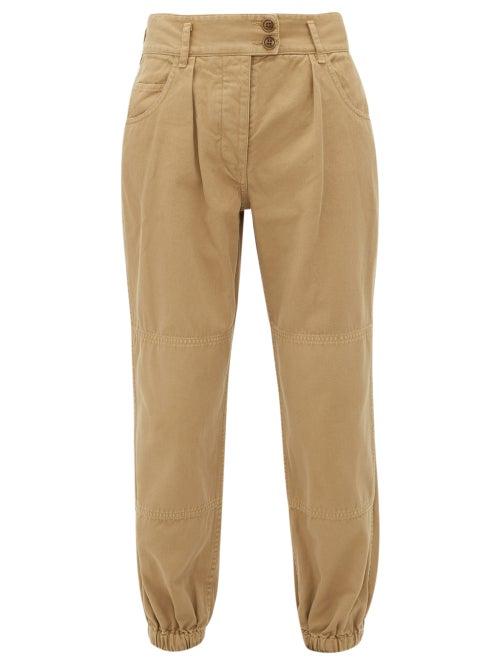 Matchesfashion.com Nili Lotan - High Rise Cotton Trousers - Womens - Beige