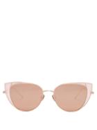 Matchesfashion.com Linda Farrow - Des Voeux Metal Cateye Sunglasses - Womens - Pink