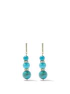Mateo - Diamond, Turquoise & 14kt Gold Earrings - Womens - Light Blue