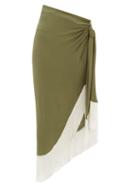 Matchesfashion.com Balmain - Chain-fringed Wrap Jersey Skirt - Womens - Khaki