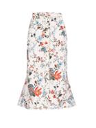 Matchesfashion.com Erdem - Victorine Flared Floral-print Denim Skirt - Womens - White Multi