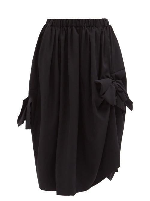 Comme Des Garons Comme Des Garons - Bow-tied Wool Midi Skirt - Womens - Black