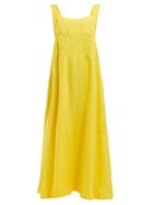 Matchesfashion.com Three Graces London - Ninetta Inverted Dart Linen Maxi Dress - Womens - Yellow
