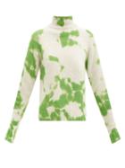 Matchesfashion.com The Elder Statesman - Hot Yuma High-neck Tie-dye Cashmere Sweater - Womens - Green White