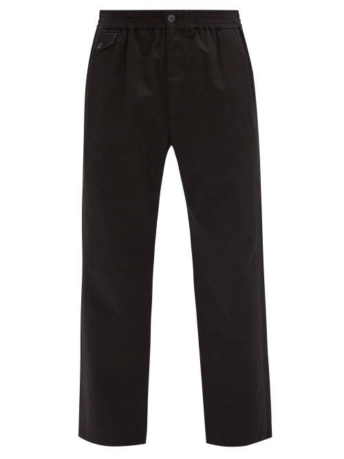 Matchesfashion.com Gucci - Logo-jacquard Waistband Cotton-twill Trousers - Mens - Black