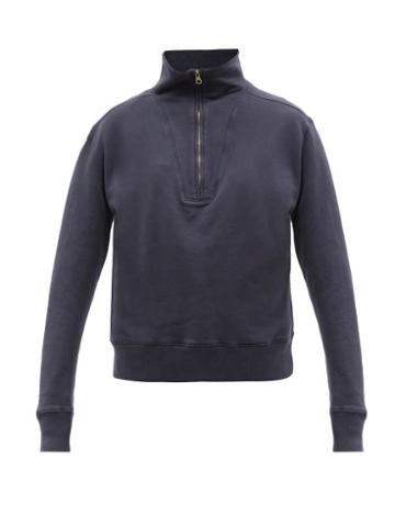 Nili Lotan - Bentley High-neck Cotton-jersey Sweatshirt - Womens - Navy