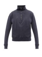 Nili Lotan - Bentley High-neck Cotton-jersey Sweatshirt - Womens - Navy