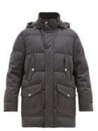 Matchesfashion.com Brunello Cucinelli - Hooded Down Quilted Wool Blend Parka - Mens - Grey