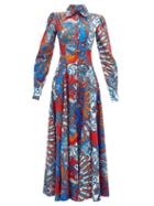 Matchesfashion.com Evi Grintela - Dar Yacout Printed Cotton-poplin Shirt Dress - Womens - Red Print