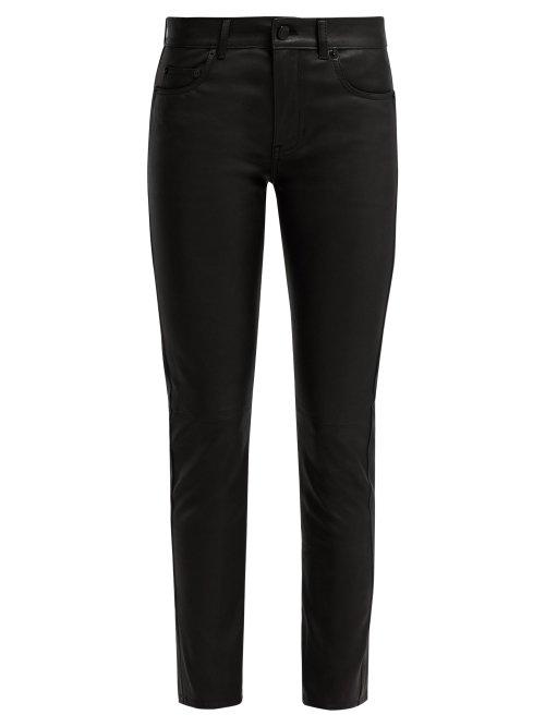 Matchesfashion.com Saint Laurent - Black Leather Trousers - Womens - Black
