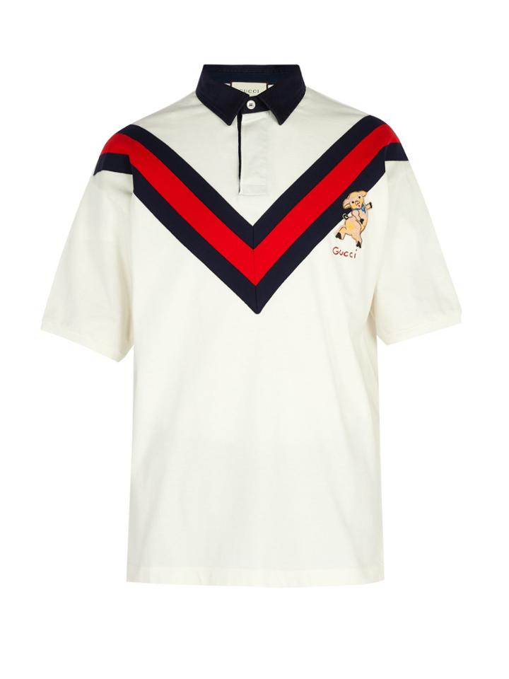 Gucci Chevron-striped Polo Top