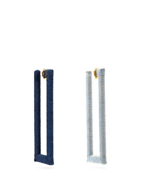Matchesfashion.com Rebecca De Ravenel - Geo Mismatched Angular Earrings - Womens - Navy