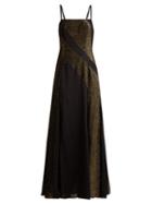Matchesfashion.com Zeus + Dione - Martina Crepe And Devor Velvet Dress - Womens - Black Gold