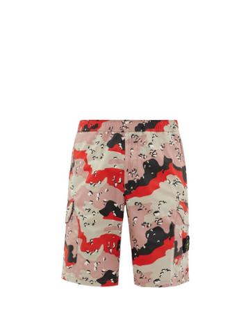 Matchesfashion.com Stone Island - Desert Camo-print Cotton-tela Shorts - Mens - Pink