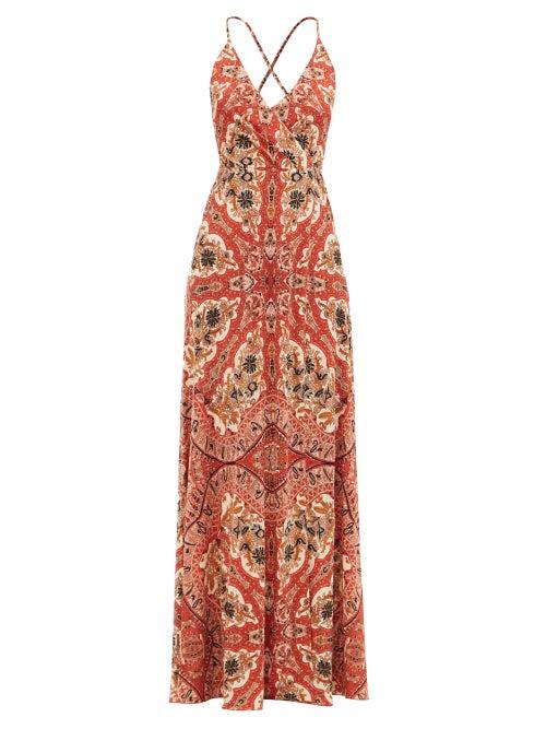 Matchesfashion.com Etro - Skiathos Paisley-print Jersey Midi Dress - Womens - Red Multi