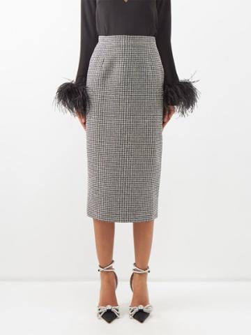 Alessandra Rich - Sequinned Wool-blend Tweed Pencil Skirt - Womens - Black White