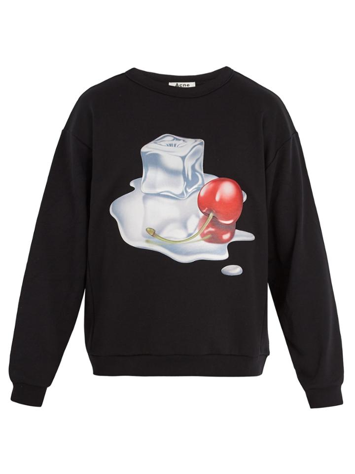 Acne Studios Flames 3-d Print Cotton Sweatshirt
