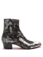 Matchesfashion.com Christian Louboutin - Huston Sequin Embellished Ankle Boots - Mens - Silver Multi