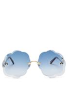 Matchesfashion.com Chlo - Rosie Cloud Metal Sunglasses - Womens - Blue Gold