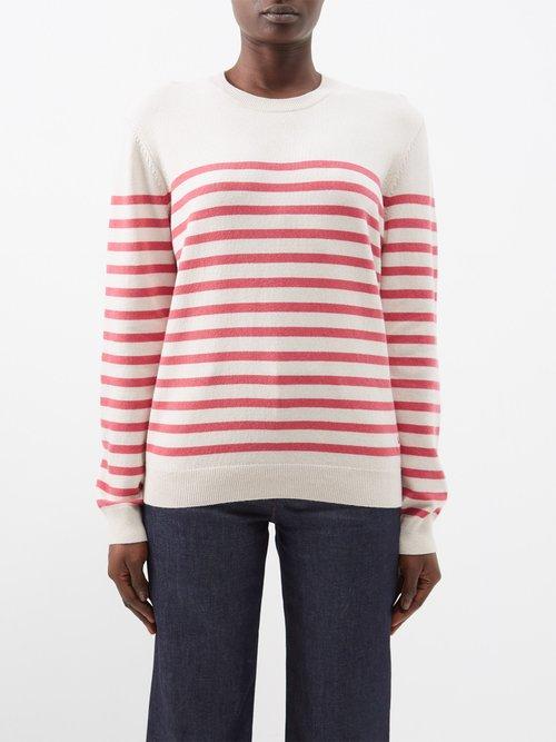 A.p.c. - Phoebe Striped Cashmere-blend Sweater - Womens - White Red