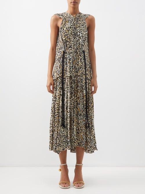 Proenza Schouler - Leopard-print Gathered-crepe Midi Dress - Womens - Leopard