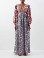 Hannah Artwear - Rio Cutout Floral-print Silk-habotai Maxi Dress - Womens - Multi
