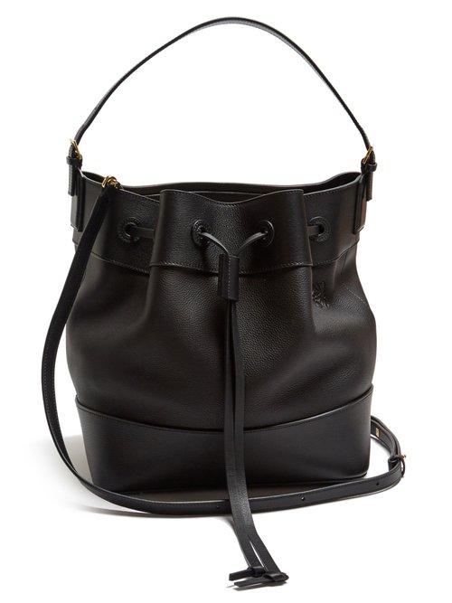 Matchesfashion.com Loewe - Midnight Grained Leather Bucket Bag - Womens - Black