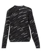 Matchesfashion.com Balenciaga - Logo Jacquard Sweatshirt - Mens - Black White