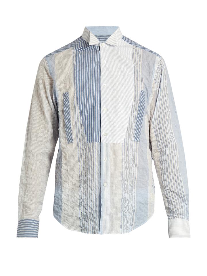 Loewe Wing-collar Patchwork Cotton-blend Shirt