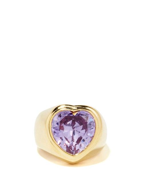Matchesfashion.com Timeless Pearly - Crystal & 24kt Gold-plated Ring - Womens - Purple Gold