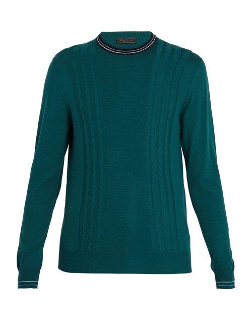 Matchesfashion.com Prada - Cable Knit Wool Sweater - Mens - Green