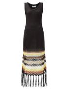 Matchesfashion.com Wales Bonner - Lucia Crocheted Linen-blend Dress - Womens - Black Multi