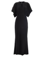 Ladies Rtw Norma Kamali - Obie Cape-sleeve Jersey Maxi Dress - Womens - Black