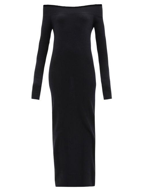 Raey - Organic-cashmere Off-the-shoulder Knitted Dress - Womens - Black