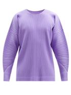 Matchesfashion.com Homme Pliss Issey Miyake - Technical-pleated Long-sleeved T-shirt - Mens - Light Purple