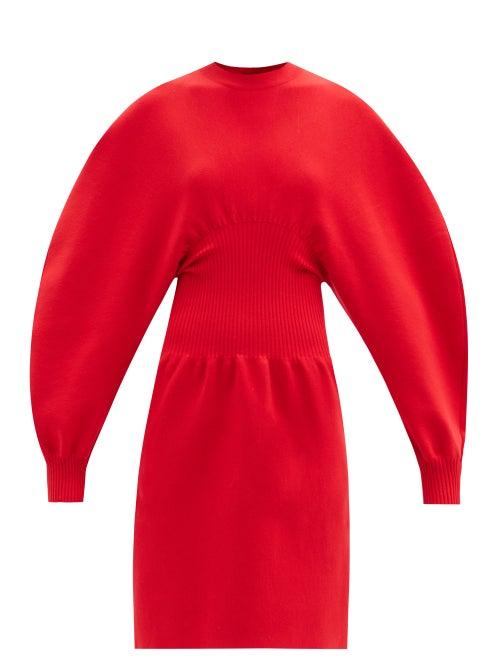 Matchesfashion.com Bottega Veneta - Round-shoulder Wool-blend Knitted Dress - Womens - Red
