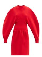 Matchesfashion.com Bottega Veneta - Round-shoulder Wool-blend Knitted Dress - Womens - Red