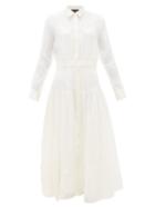 Matchesfashion.com Rochas - Floral-embroidered Silk-organza Maxi Dress - Womens - White