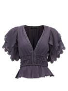 Matchesfashion.com Isabel Marant - Lemila Studded Crepe Top - Womens - Black