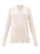 Matchesfashion.com The Row - Elaine V-neck Wool-blend Sweater - Womens - Beige
