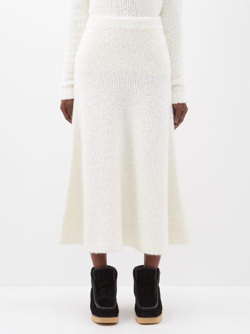 Gabriela Hearst - Pablo Fluted Cashmere-blend Boucl Midi Skirt - Womens - Ivory
