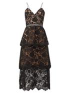 Matchesfashion.com Self-portrait - Tiered Floral Guipure-lace Dress - Womens - Black