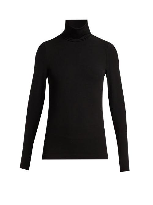 Ladies Lingerie Wolford - Aurora Roll-neck Jersey Top - Womens - Black
