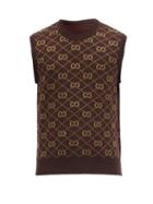Matchesfashion.com Gucci - Gg-argyle Knitted-wool Sleeveless Sweater - Mens - Beige