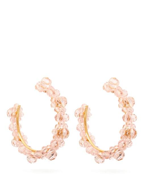 Matchesfashion.com Simone Rocha - Large Crystal Daisy Hoop Earrings - Womens - Pink