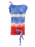 Matchesfashion.com Loewe Paula's Ibiza - Tie-dye Asymmetric Knotted Cotton And Silk Top - Womens - Red Print