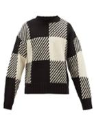 Matchesfashion.com Ami - Check-jacquard Wool Sweater - Mens - Black White