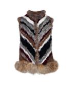 Elizabeth And James Tanya Diagonal-striped Fur Gilet
