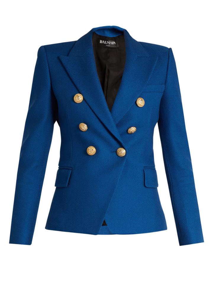 Balmain Double-breasted Cotton-piqu Blazer