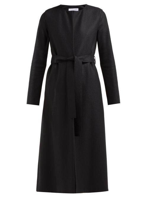 Matchesfashion.com Harris Wharf London - Collarless Belted Wool Felt Coat - Womens - Black